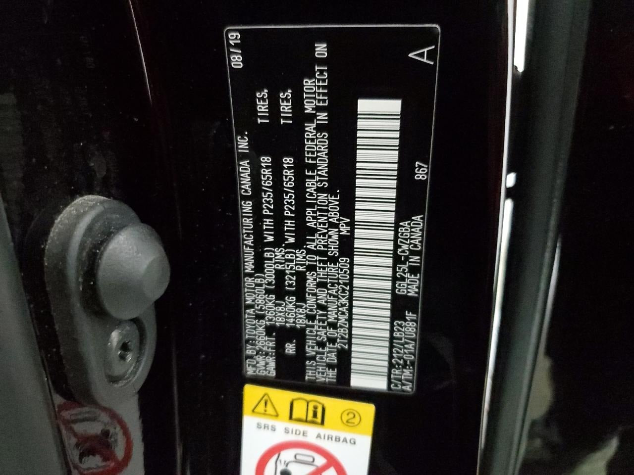 2T2BZMCA3KC210509 - 2019 Lexus rx