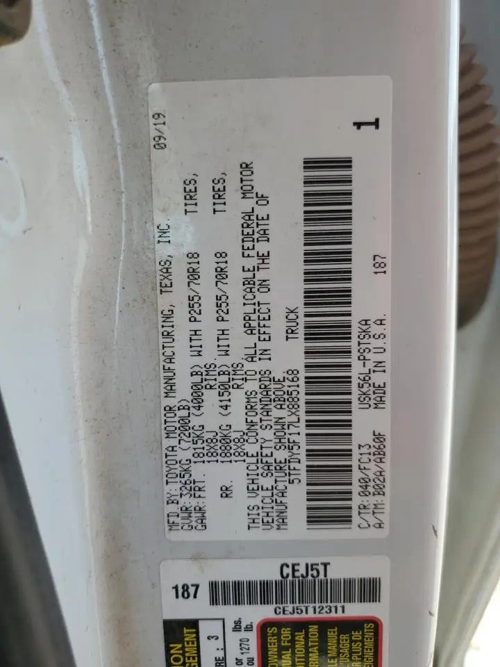 5TFDY5F17LX885168 - 2020 Toyota tundra – VIN-Checker