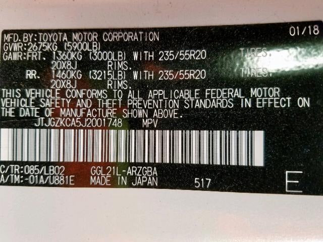 JTJGZKCA5J2001748 - 2018 Lexus Rx – VIN-Checker